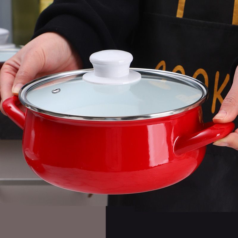 Home Cooking Cookbook - エナメルスープポット厚底調理器具ベビーフードポット家庭用キッチン調理器具