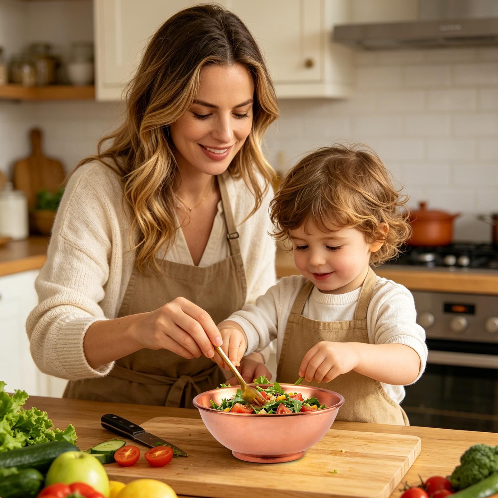 銅製ボウル 大型保存容器 サラダ用銅製皿 家庭用サービング  - Home Cooking Recipes のレビューと価格
